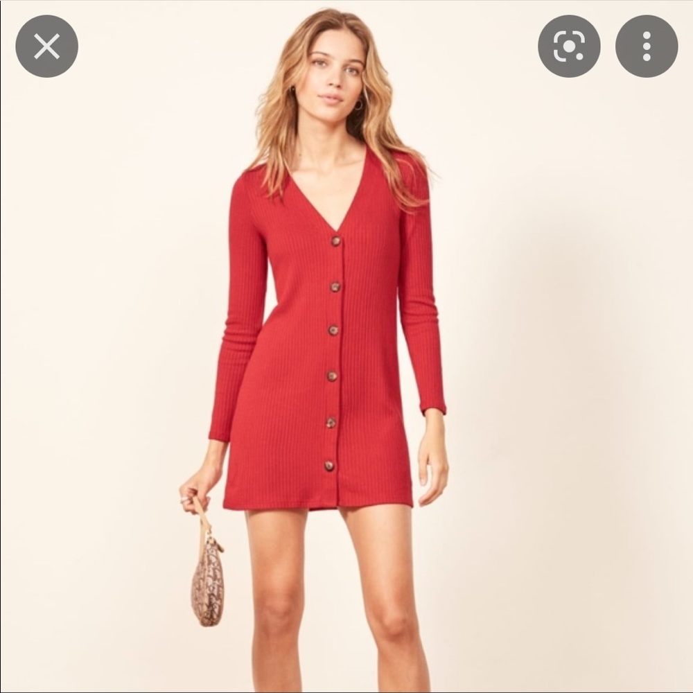Ref ribbed button down mini dress
